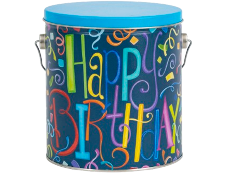 Unique Snacks Happy Birthday 32 Count collectible gift tin filled with chocolate covered pretzels