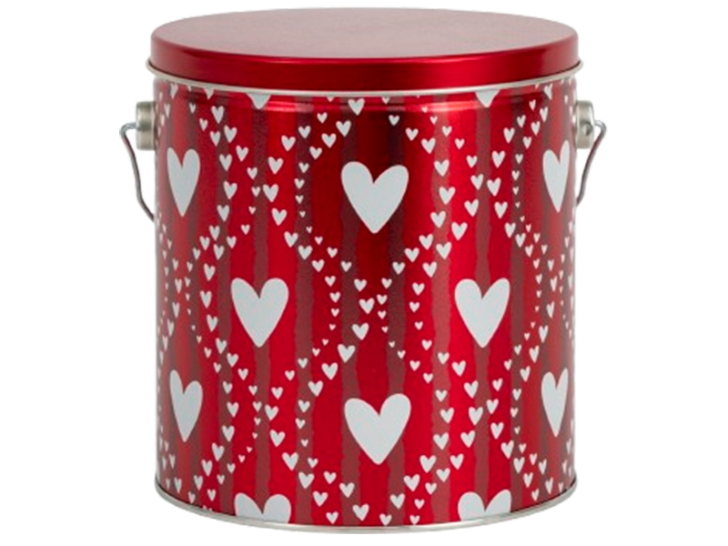 Unique Snacks Red Heart 32 Count collectible gift tin filled with chocolate covered pretzels