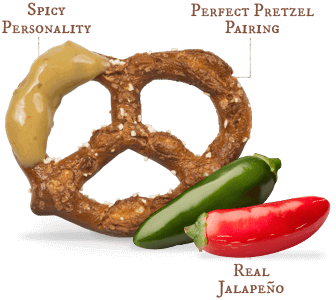 Diagram of Unique Snacks jalapeño mustard pretzel dip
