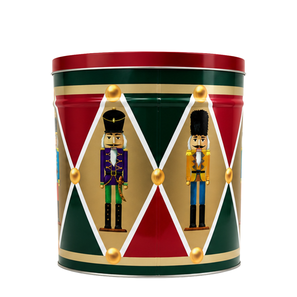 Unique Snacks Nutcracker collectible gift tin filled with chocolate covered pretzels