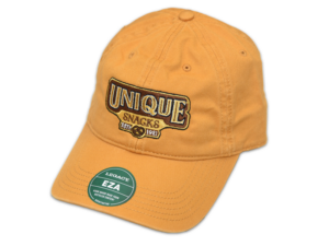 Mustard Colored Baseball Cap w/ uniquesnacks logo