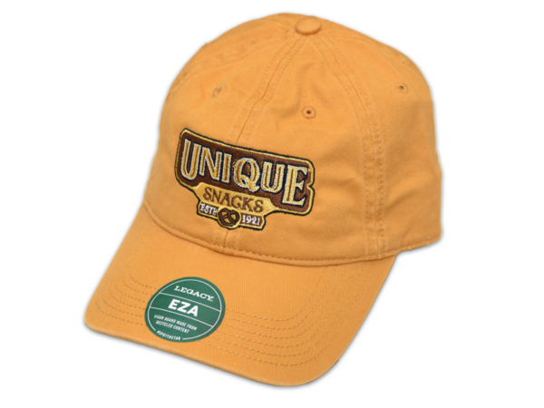 Mustard Colored Baseball Cap w/ uniquesnacks logo