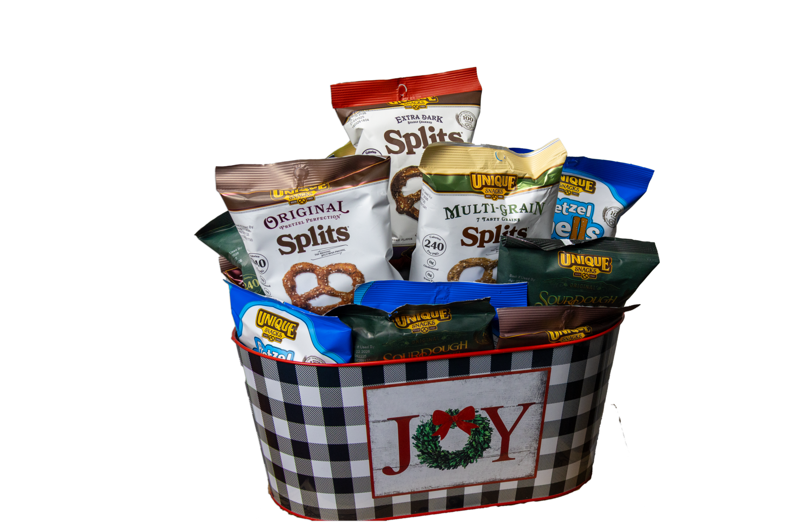 Holiday Plaid Color Joy Tin with Green wreath Image