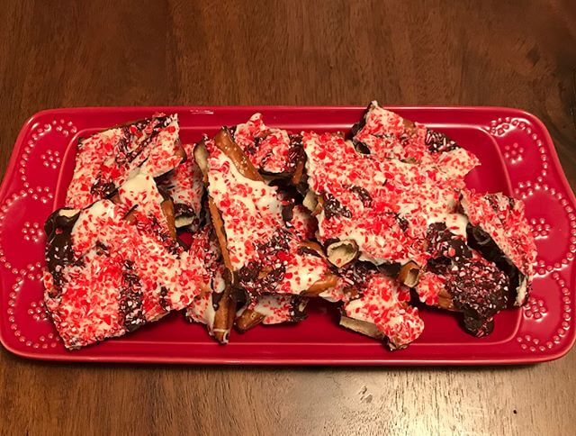 Shells Chocolate Peppermint Pretzel Bark Recipe