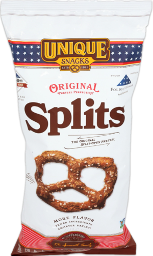 Unique Snacks Original Pretzel Splits in Folds of Honor bag