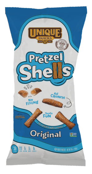 10oz bag of Unique Snacks Original Pretzel Shells