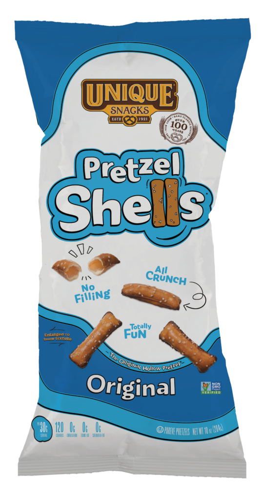 10oz bag of Unique Snacks Original Pretzel Shells