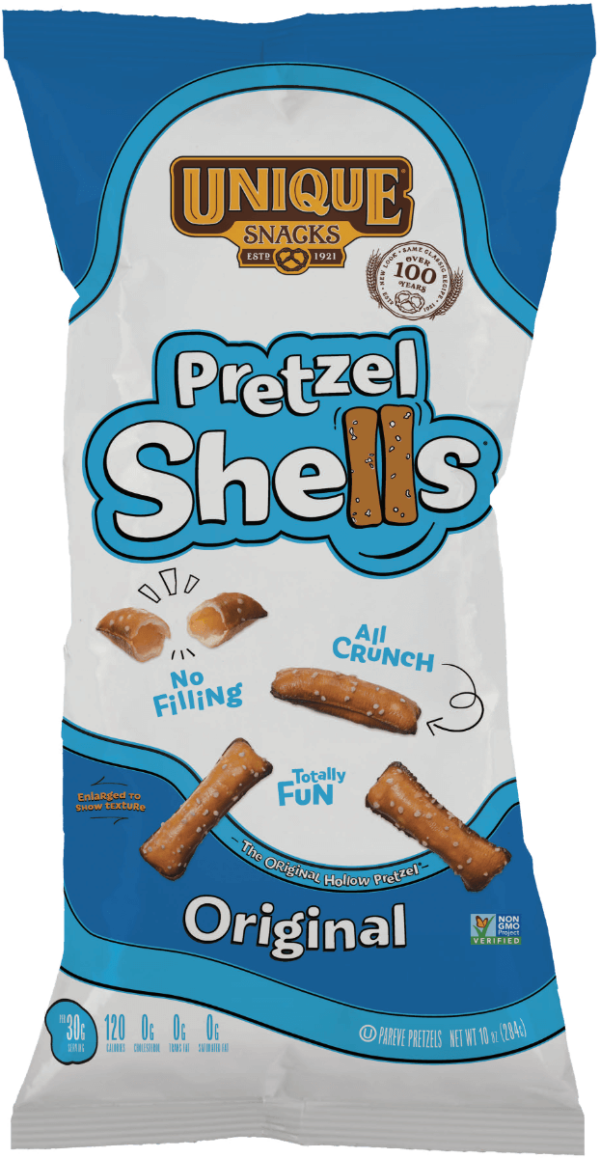 10oz bag of Unique Snacks Pretzel Shells