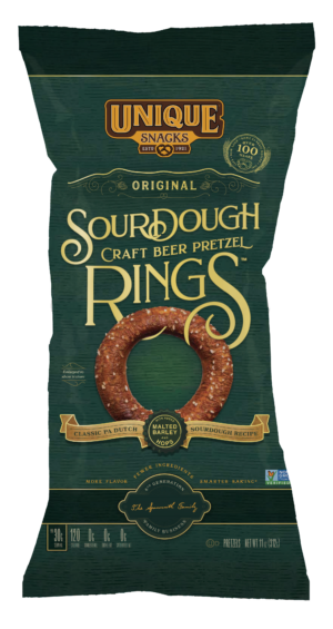 11oz bag of Unique Snacks Sourdough Craft Beer Pretzel Rings