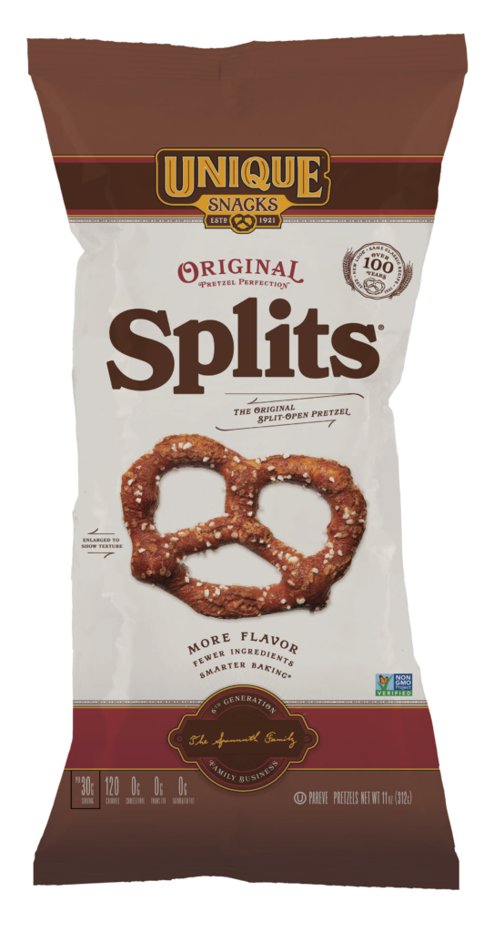 11oz bag of Unique Snacks Original Pretzel Splits