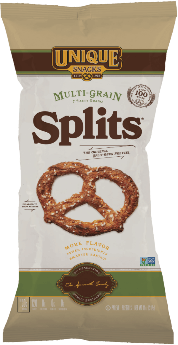 11oz bag of Unique Snacks Multi-Grain Splits