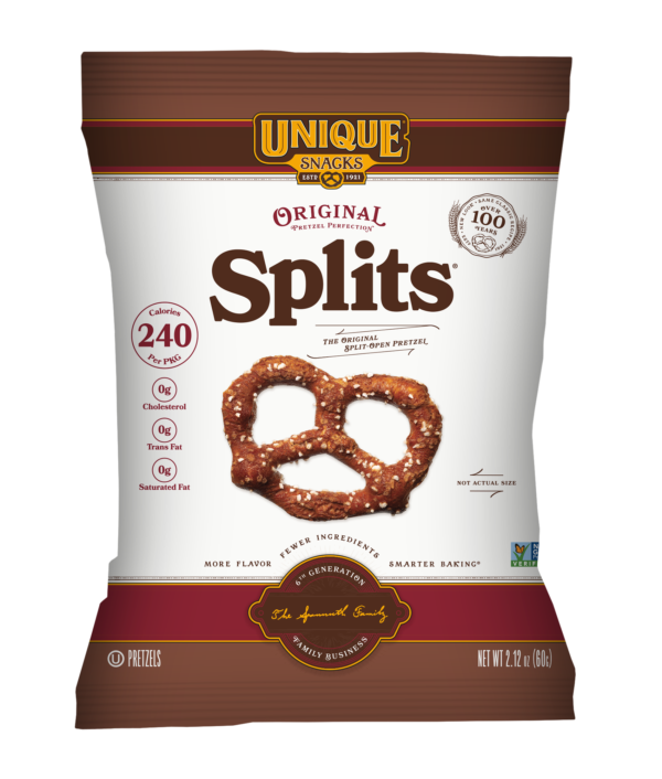 2.12oz bag of Unique Snacks Original Splits