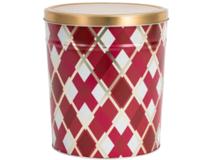 Red and white Diamond Tin with Gold Lid