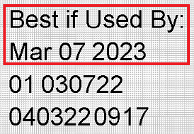 Example of Best if Used By text on product