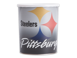 32-count pittsburgh steelers pail, Steelers logo and text "Steelers", and "Pittsburgh" on pail
