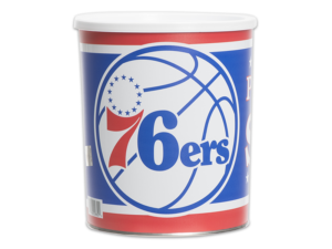 32-count sixers pail, logo of 76 sixers on pail