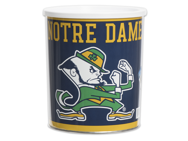 32-count notre dame pail, logo and text for "Notre Dame" on pail