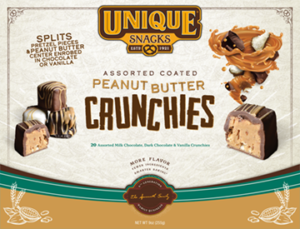 Unique snacks assorted coated peanut butter crunchies box